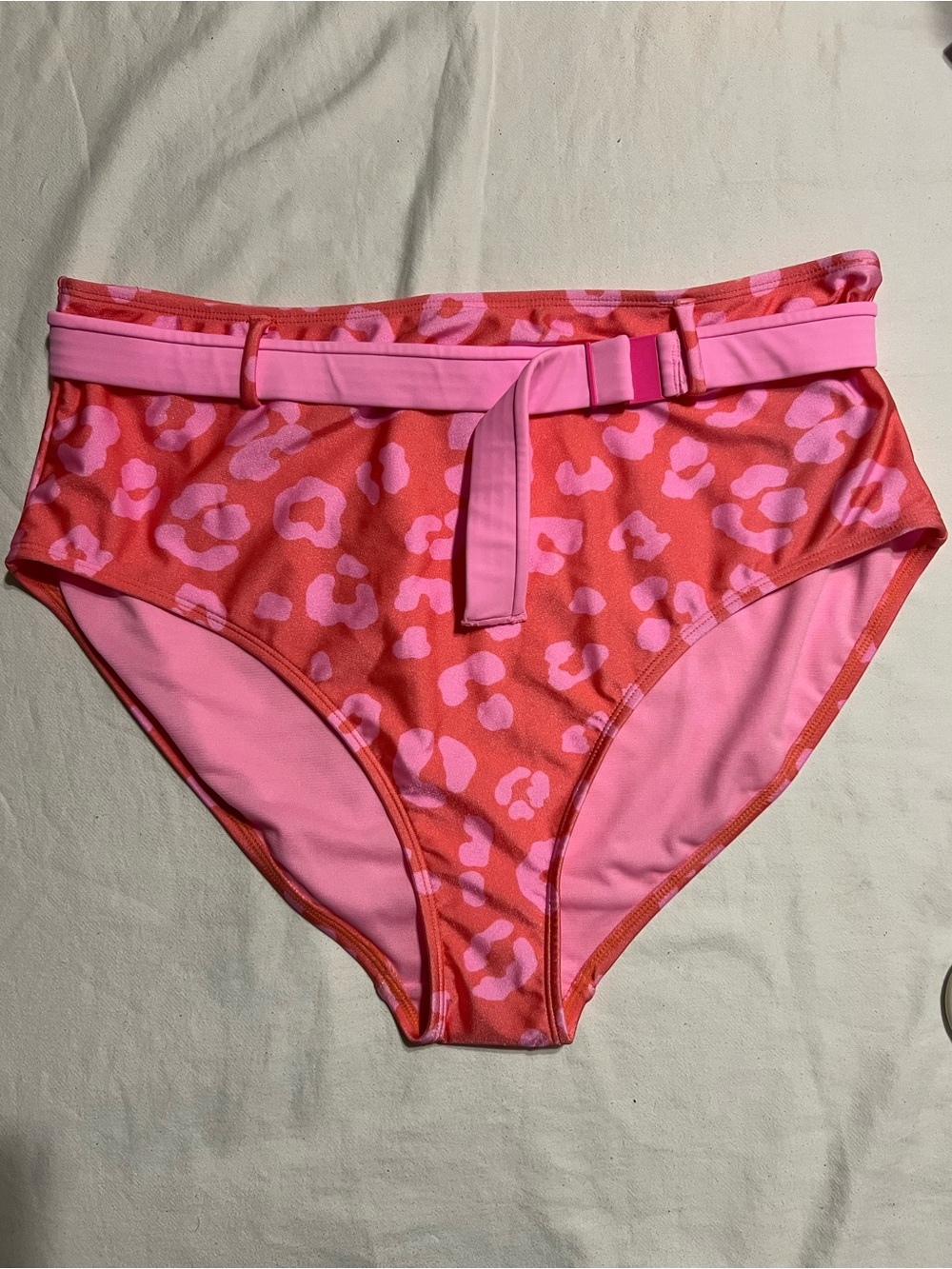 No Boundaries High-Waist Pink & Coral Leopard Print Shorts with Belt